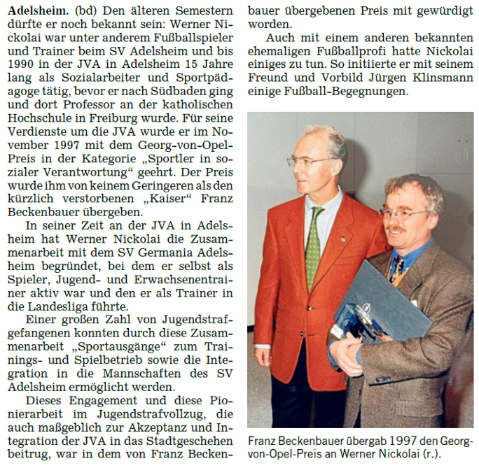 Übergabe des Georg-von-Opel-Preises an Werner Nickolai